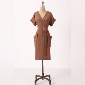 Maeve Corliss 100% Silk Faux Wrap Dress Sz 0